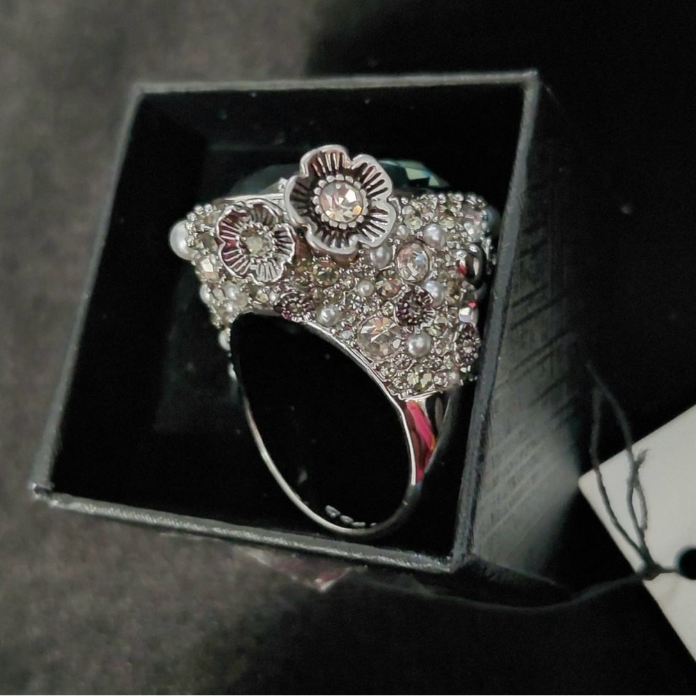 Coach Silver and Black Gemstone Ring - Picture 4 of 8
